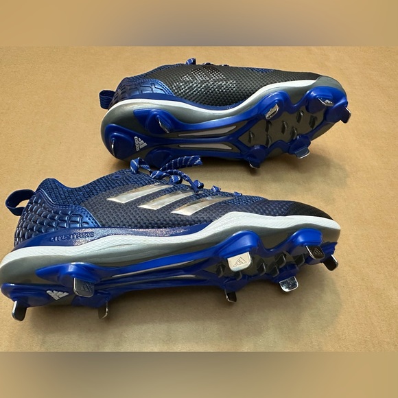 Adidas Women PowerAlley 5 Low Metal Fastpitch Softball Cleats - Blue - 8 - Picture 4 of 5